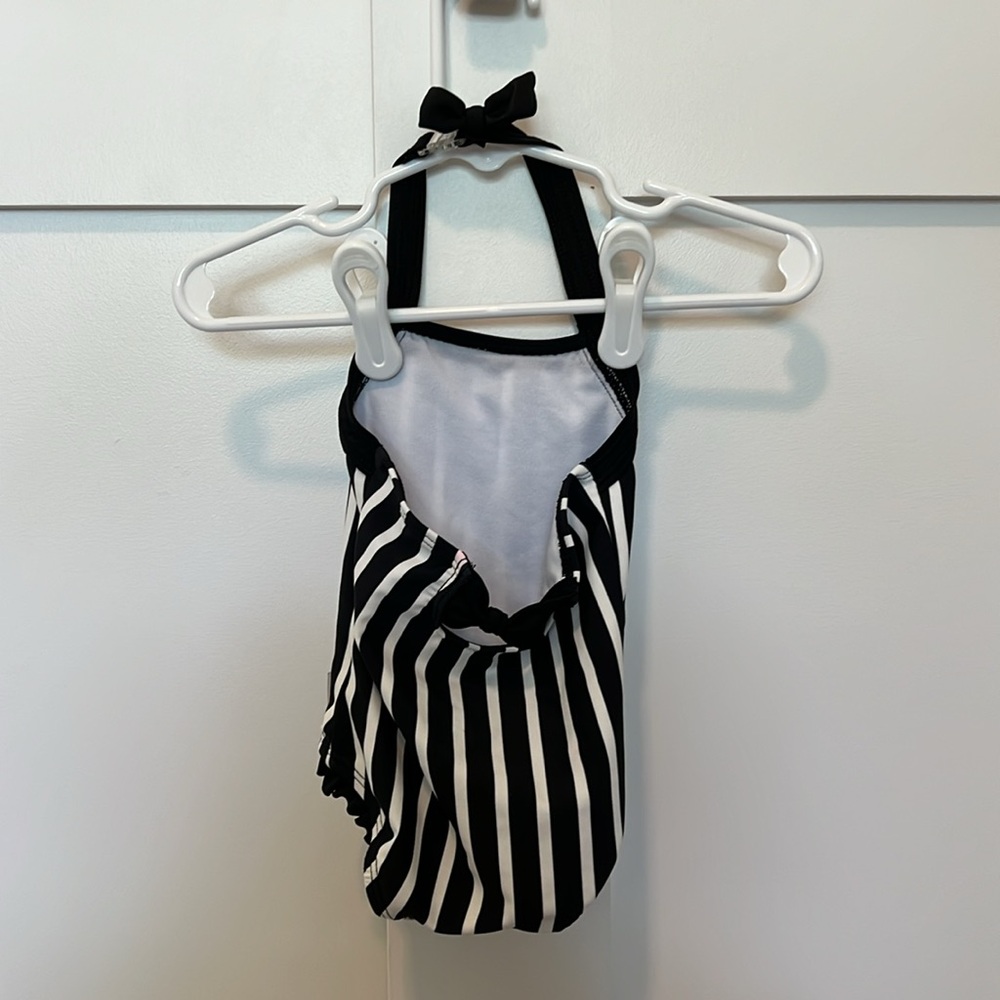 RuffleButts® Baby/Toddler Girls Black and White Stripe Halter One Piece - 3-6m - Picture 2 of 6